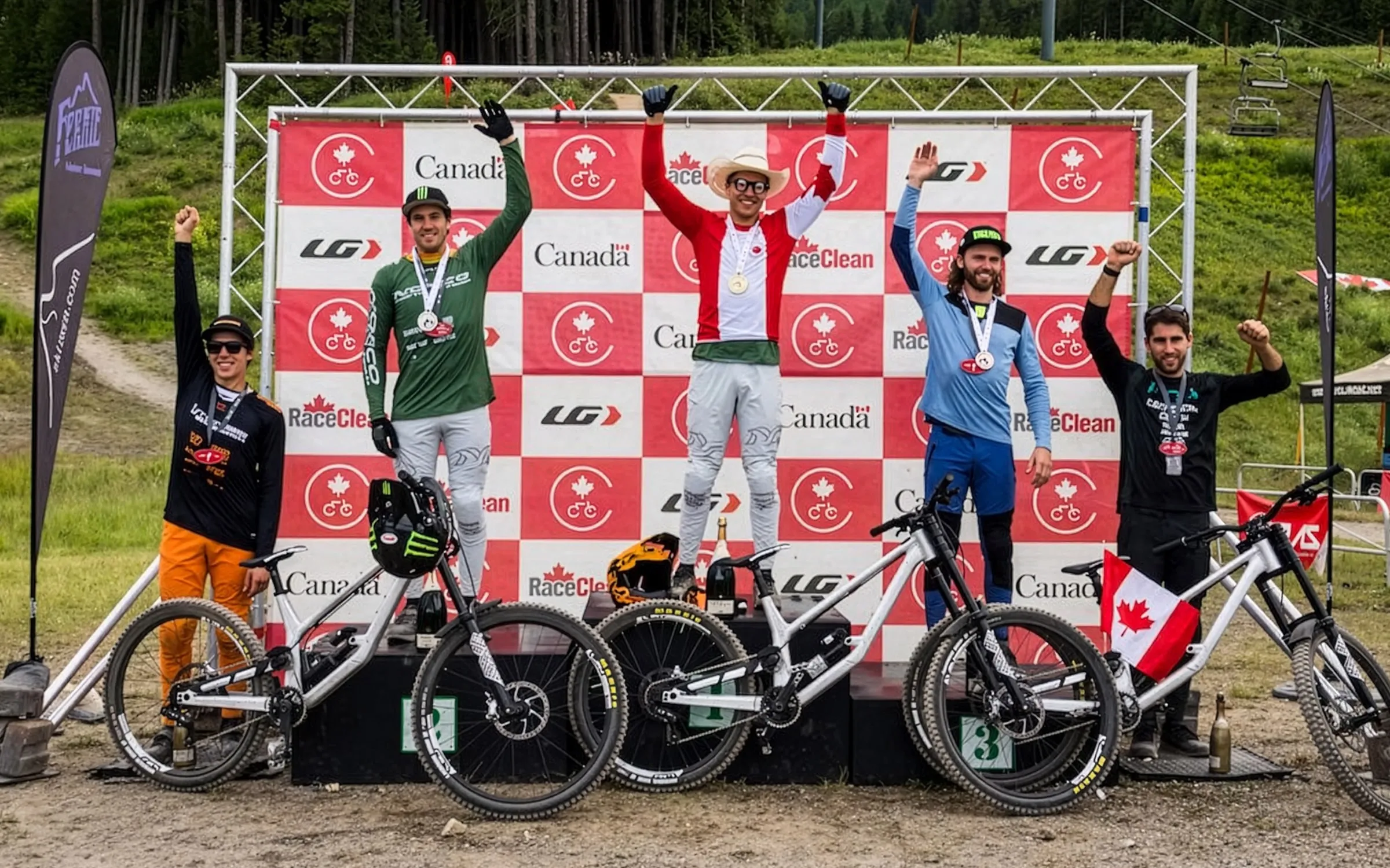 Norco riders filling the podium at the 2023 Canadian National Championships in Fernie