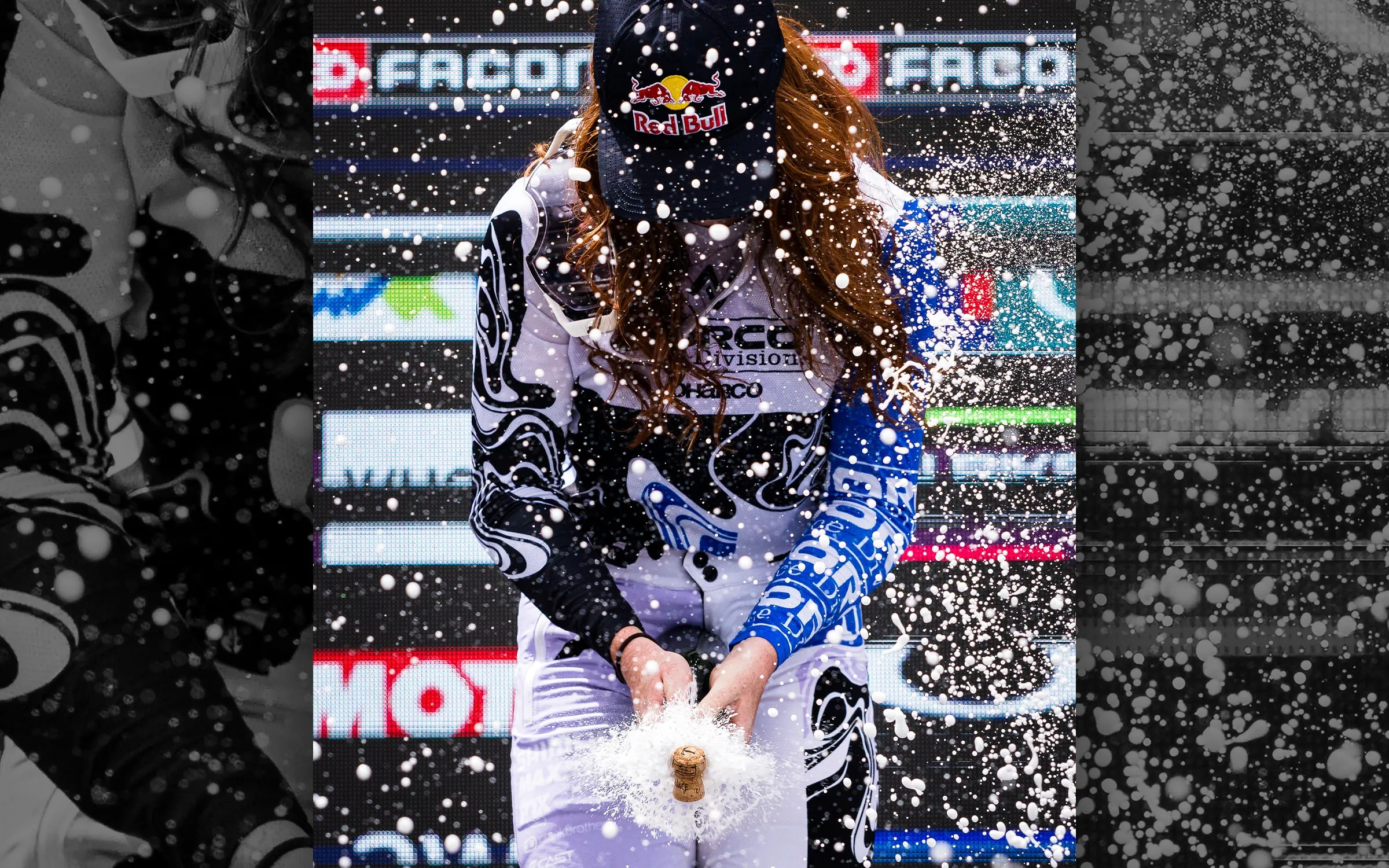 Gracey Hemstreet showered in champagne after winning at Loudenvielle