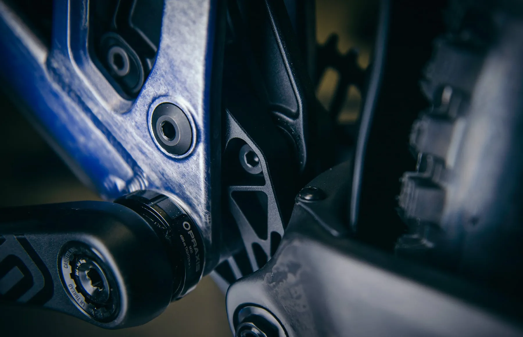 The Team DH's machined HVP-6 linkage, shot close in low workshop light