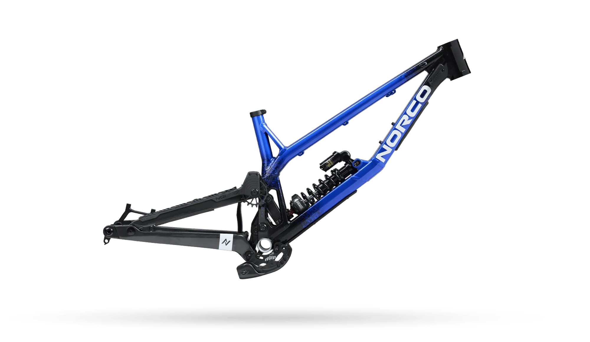 Team DH framekit in blue with shock fitted